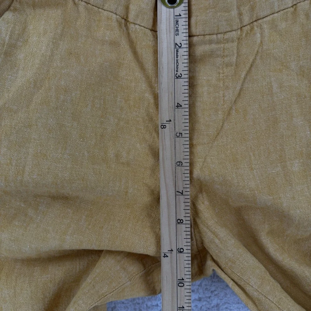 Banana Republic Hayden Pants Womens 0 Petite Yellow Ankle Linen Pull On Summer